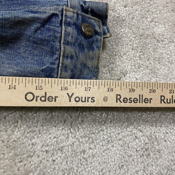 Vintage Levis Jacket Mens S Blue Denim Trucker Orange Tab 70s 80s Whiskers Retro - Picture 6 of 8